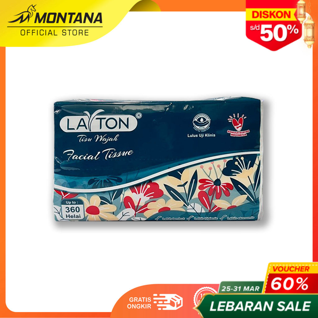 MONTANA Tissue Layton Facial soft Up To 360 Helai Tissue Wajah Layton 100% Virgin Pulp