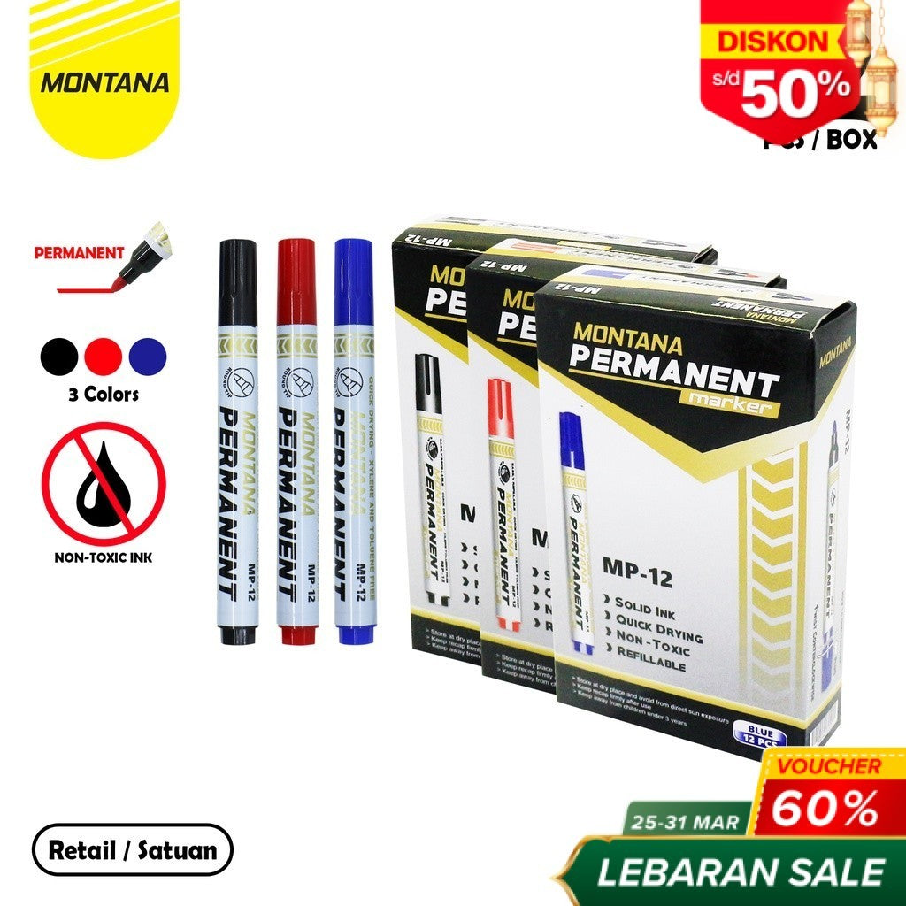 MONTANA Spidol Permanen Round Tip Permanent Marker MP-12 Retail