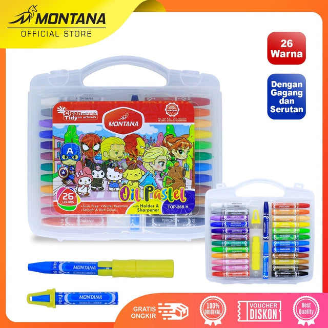 MONTANA Oil Pastel Krayon Minyak 26 Warna Water Resistant Alat Mewarnai 26 Warna TOP-26B