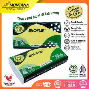 MONTANA X BIORS Facial Tissue 70 Sheets 2Ply Tissue Wajah 100% Virgin Pulp BundlePack