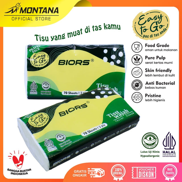 MONTANA X BIORS Facial Tissue 70 Sheets 2Ply Tissue Wajah 100% Virgin Pulp BundlePack
