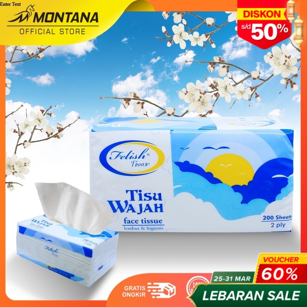 MONTANA Facial Tissue 200 Sheet 2 Ply Tisu Wajah Halus dan Lembut