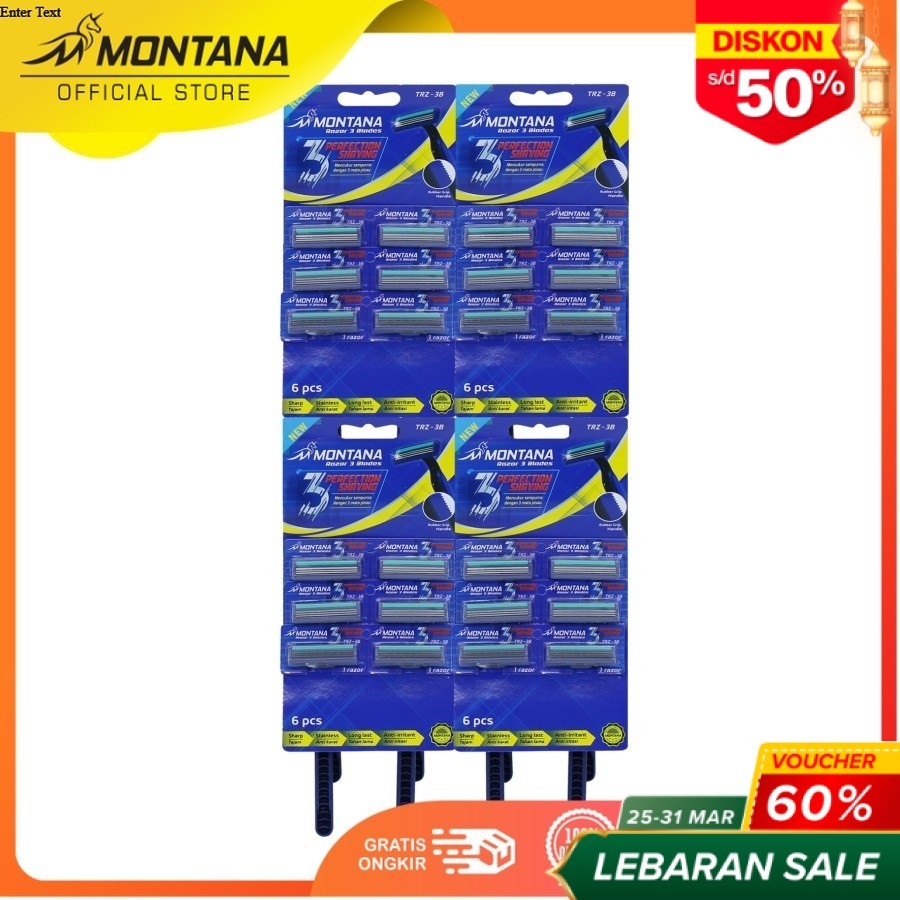 MONTANA 3 Razor Blades Stainless Alat Cukur 3 Mata Pisau 118m Perfection Shaving TRZ-3B