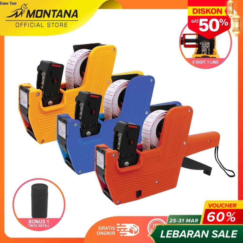 MONTANA Mesin Label Harga 8 Digit Price Labeller Gun Alat Cetak Label 1 Baris TML-1L