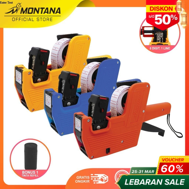 MONTANA Mesin Label Harga 8 Digit Price Labeller Gun Alat Cetak Label 1 Baris TML-1L